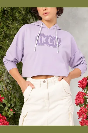 DressBerry Laid-Back Lavender Hooded Crop Sweatshirt