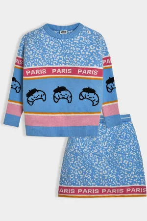 MiArcus Girls Printed Long Sleeves Top With Skirt
