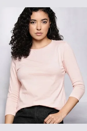 Guti Women Pure Cotton Raw Edge T-shirt