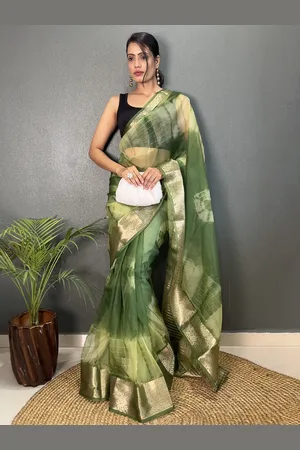 Kalini Tie and Dye Zari Organza Leheriya Saree