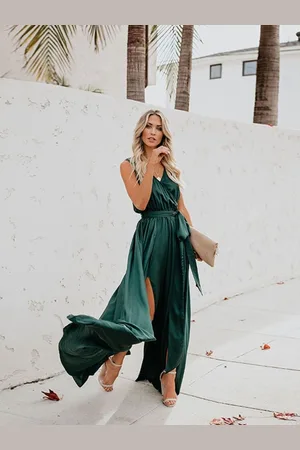 HERE&NOW Women V - Neck Wrap Maxi Dress
