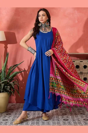 InWeave Shoulder Strap Regular Anarkali Kurta with Palazzos & Dupatta