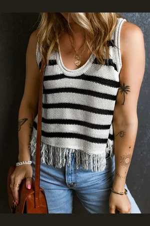 HERE&NOW Women Scoop Neck Striped Top