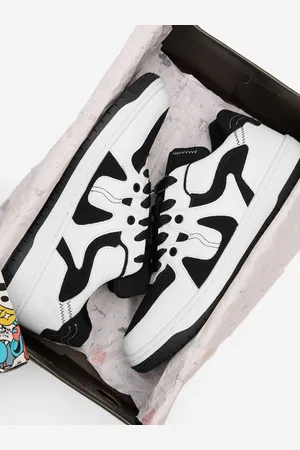 The Souled Store Men Colourblocked PU Lace-Ups Sneakers