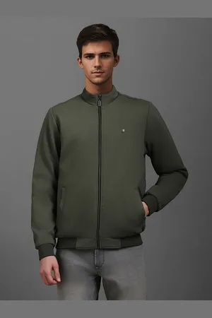 Louis Philippe Men Mock Collar Solid Casual Bomber Reversible Jacket
