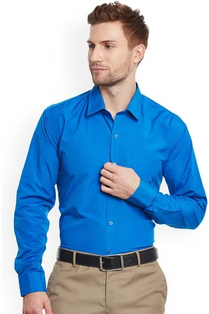 English Navy Men Slim Fit Opaque Formal Shirt