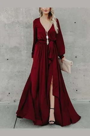 HERE&NOW Women Puff Sleeve A-Line Maxi Dress