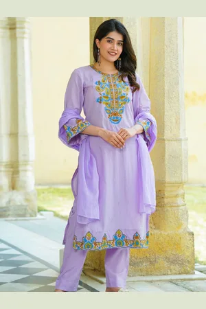 Ambraee Paisley Embroidered Regular Thread Work Kurta With Trousers & Dupatta