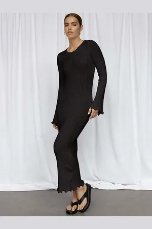 HERE&NOW Women Bell Sleeve Bodycon Maxi Dress