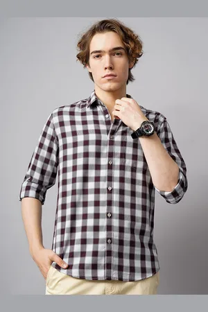 BRITISH CLUB Men Slim Fit Gingham Checks Casual Shirt