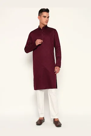 ZARI Geometric Printed Mandarin Collar Jacquard Cotton Kurta