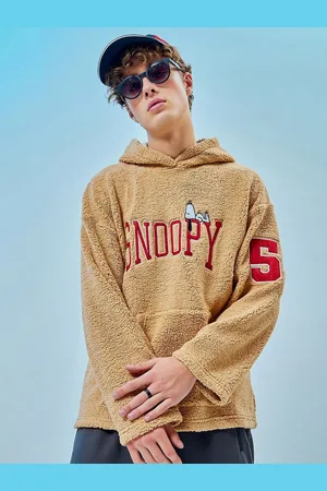 Bewakoof Snoopy Typography Printed Hooded Oversized Sweatshirt