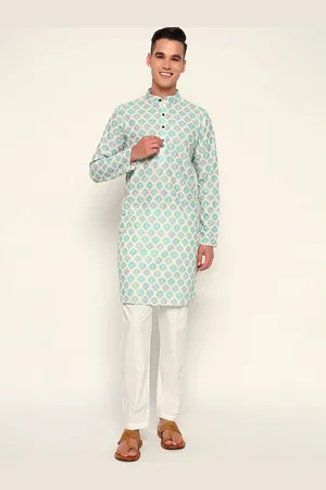 ZARI Ethnic Motifs Printed Thread Work Jacquard Weave Cotton Straight Kurta
