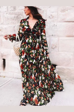 HERE&NOW Women Floral Printed A-Line Maxi Dress