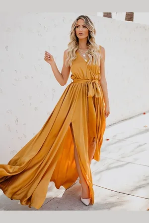 HERE&NOW Women Gathered or Pleated A-Line Maxi Dress