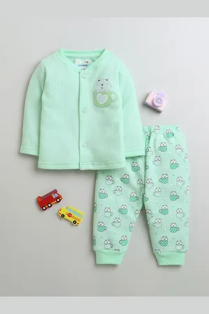 BUMZEE Infants Girls Cotton Printed Ribbed Thermal Set