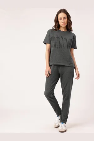 DressBerry Urban Chic Cotton Terry Relaxed Fit Printed T-Shirt & Trouser Co-Ords