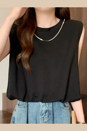 HERE&NOW Women Round Neck Sleeveless Top