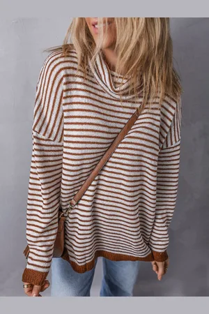 HERE&NOW Women Striped Long Sleeves Pullover Sweater