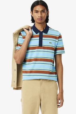 Lacoste Men Striped Polo Collar Applique T-shirt