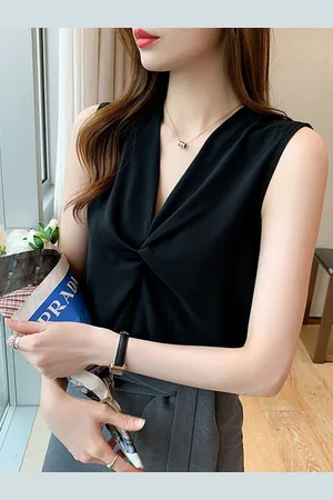 HERE&NOW Women V-Neck Sleeveless Top