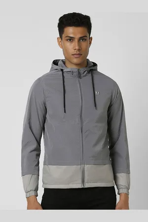 V Dot Men Hooded Colourblocked Casual Bomber Jacket