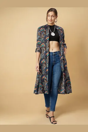 Azira Ethnic Motif Printed Longline Shrug