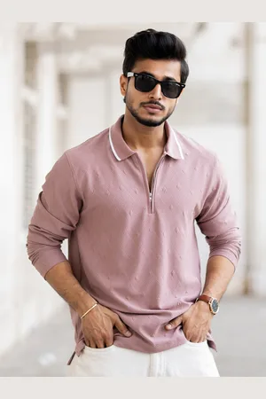 Powerlook Men Self Design Polo Collar Cotton T-shirt