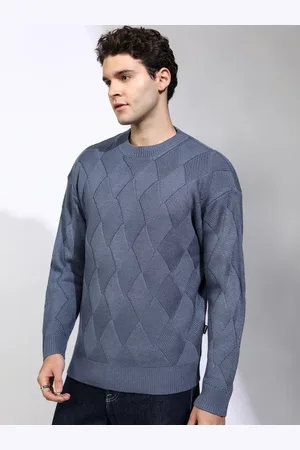 Highlander Men Open Knit Self Design Pullover