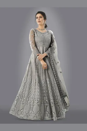 APNISHA Women Ethnic Motifs Embroidered Net Fit & Flare Maxi Dress