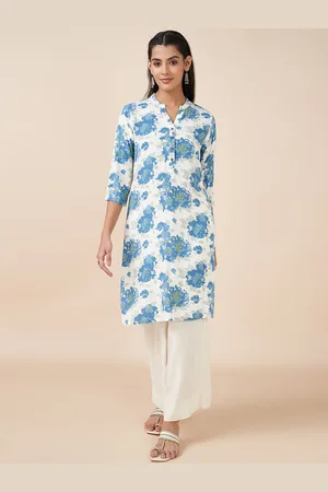 Pantaloons Floral Printed Mandarin Collar Straight Kurta