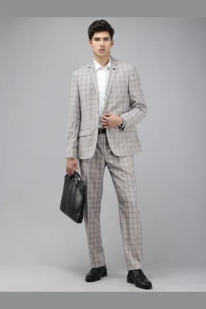 Park Avenue Checked Notched Lapel Single-Breasted 2 Piece Formal Suits
