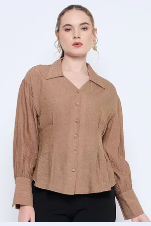 MADAME Women Spread Collar Textured Casual Shirt