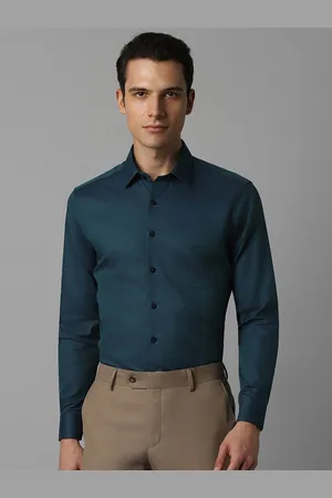 Louis Philippe Textured Spread Collar Full Sleeves Slim Fit Formal Shirt