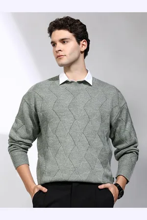 Highlander Men Self Design Round Neck Long Sleeves Pullover Sweaters