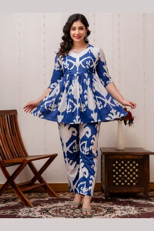 Celebravo Abstract Printed Pure Cotton A-Line Maternity Kurta with Trouser