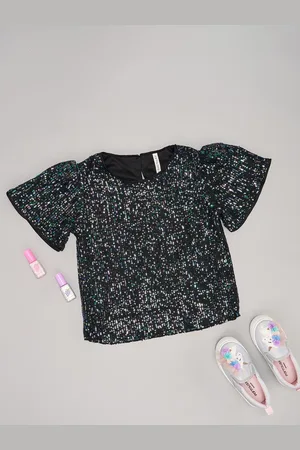 Pantaloons Girls Embellished Sequined short Regular Top