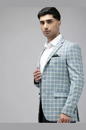 Park Avenue Notched Lapel Single Breasted Checked Slim Fit Formal Blazer