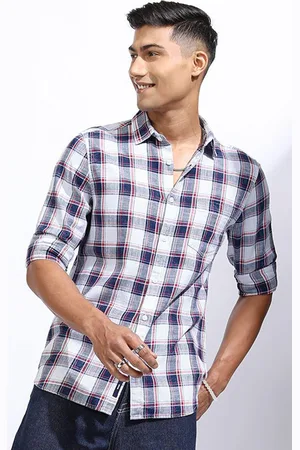 LocoMotive Premium Men Washed Checked Casual Regular Fit Shirt