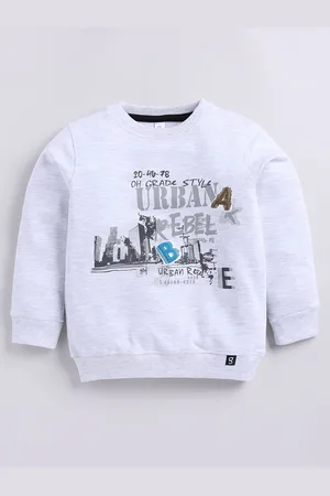 Ginie Boys Typography Printed Round Neck Cotton Sweatshirt