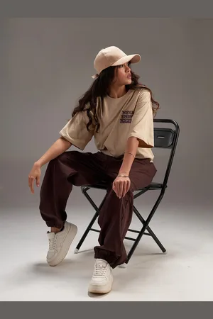 IZF Women Oversized High Rise Cotton Parachute Trousers