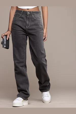Roadster The Life Co. Women Straight Fit High-Rise Heavy Fade Stretchable Jeans