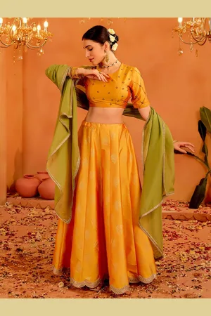 Jaipur Embroidered Zardozi Ready To Wear Lehenga & Blouse With Dupatta