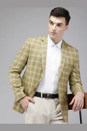 Park Avenue Notched Lapel Single Breasted Checked Slim Fit Formal Blazer