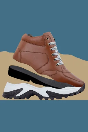 BXXY Men Round Toe High-Top Lace-Ups Elevator Sneakers