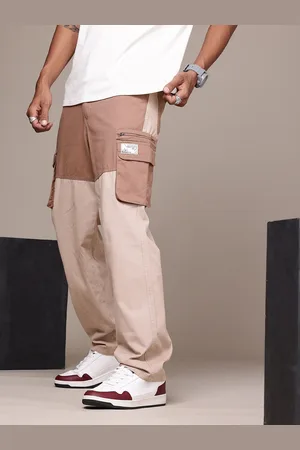 Roadster The Life Co. Men Colourblocked Relaxed Fit Pure Cotton Cargos Trousers