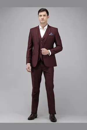 Park Avenue Self Design Single Breasted Super Slim Fit 3 Piece Party Suits