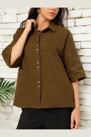 DressBerry Earthy Harmony Maxi Pockets Cotton Bliss Shirt
