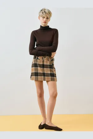 H&M Women Checked Brushed-Finish Mini Skirt