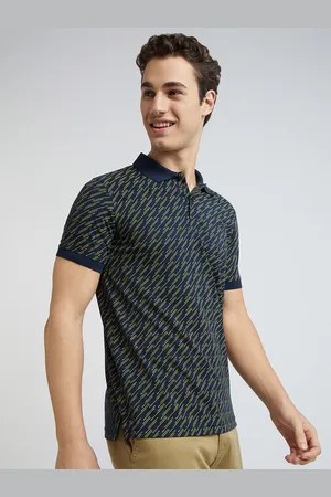 Park Avenue Men Striped Polo Collar Cotton T-shirt